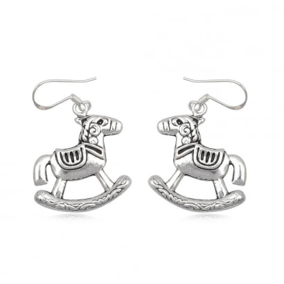 925 Silver Rocking Horse Dangling Earrings