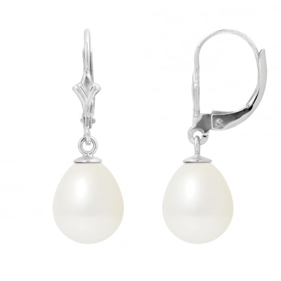 White Freshwater Pearl Earrings and White gold 750/1000