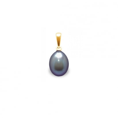 Black Freshwater Pearl  Pendant and Yellow Gold 750/1000