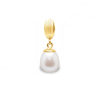 White Freshwater Pearl Pendant and Yellow Gold 375/1000