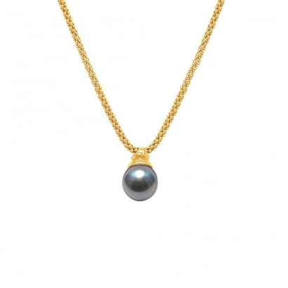 Black Tahitian Pearl Necklace and Yellow Gold 750/1000