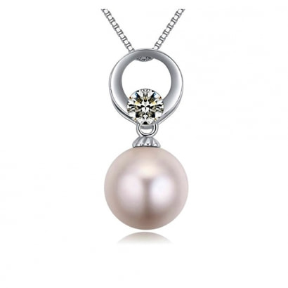 White Pearl Pendant and Cubic Zirconia