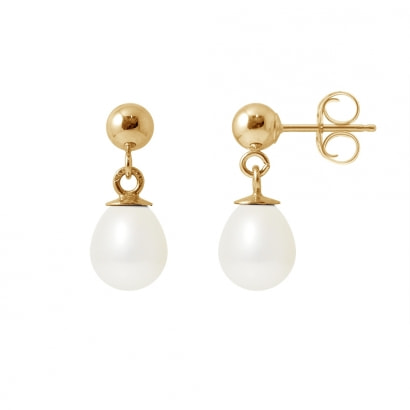 White Freshwater Pearls Earrings and yellow gold 750/1000