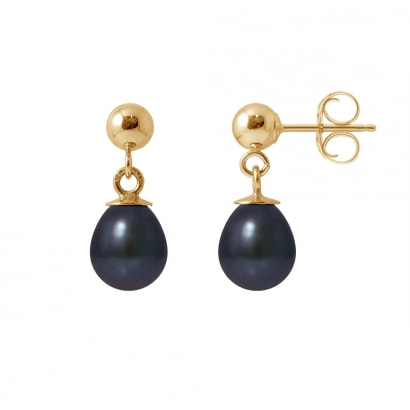 Black Freshwater Pearls Earrings and yellow gold 750/1000 0,75 gr