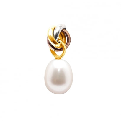 White Freshwater Pearl Pendant and 3 Gold 750/1000