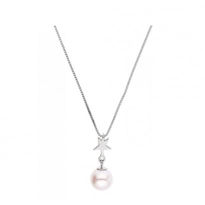 White Freshwater Pearl, Star Pendant and Sterling Silver 925/1000