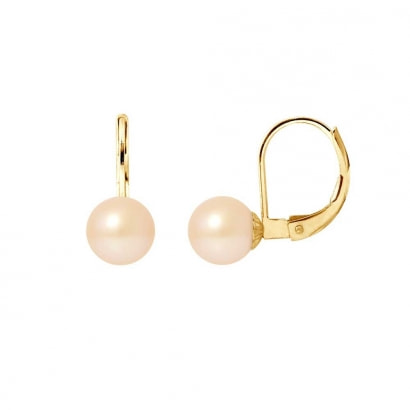 Pink Freshwater Pearls Dangling Earrings and yellow gold 750/1000