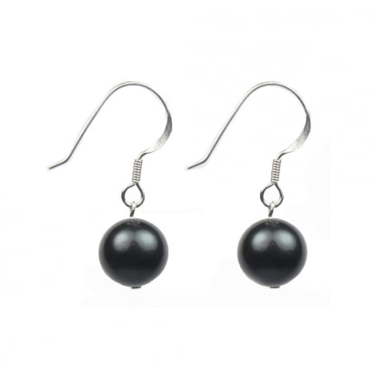 Black Freshwater Pearls Dangling Hooks Earrings and 925 Silver