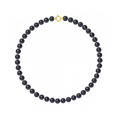 Black Freshwater Pearls Necklace 9-10 mm and 750/1000 Yellow Gold Clasp