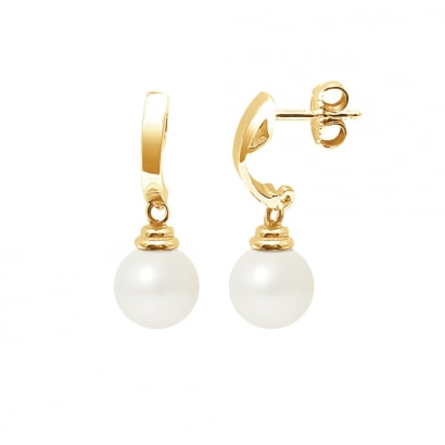 White Freshwater Pearls Earrings and yellow gold 375/1000