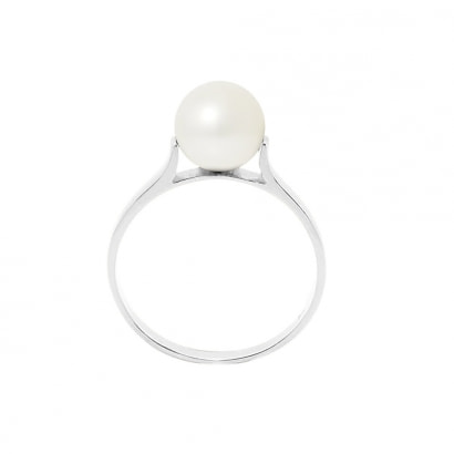 7-8 mm White Freshwater Pearl Ring and 925/1000 Silver