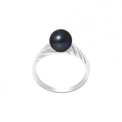 7-8 mm Black Freshwater Pearl Ring and 925/1000 Silver