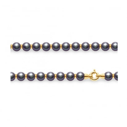 Halskette Schwarze Zuchtperlen und Perlen Gelbgold 750/1000
