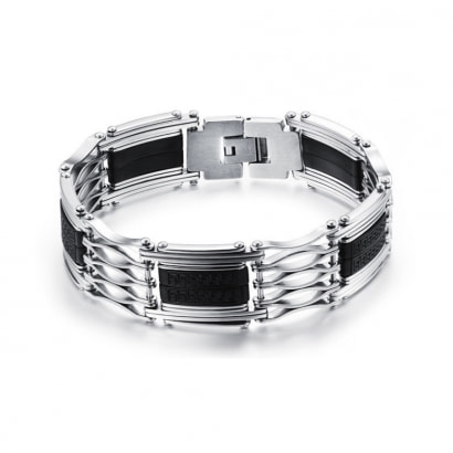Stainless Steel and Silicone Man Bracelet 