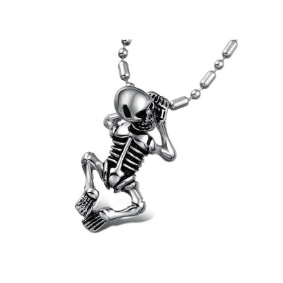 Skeleton Man Pendant Necklace in Stainless Steel