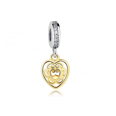 Charms Bead Pendant Heart in Silver 925