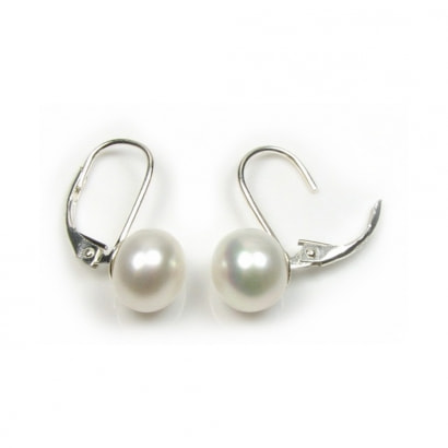White Freshwater Pearls Earrings and Silver Mounting