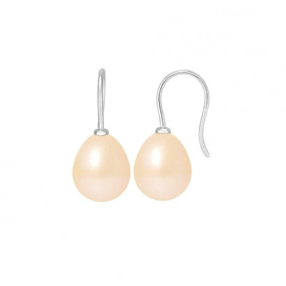 Pendientes de perlas culturas rosas y oro blanco 750/1000