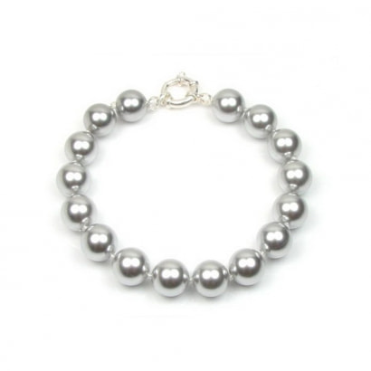 Grey Simulated Pearls in mother of pearls Bracelet and Silver 925