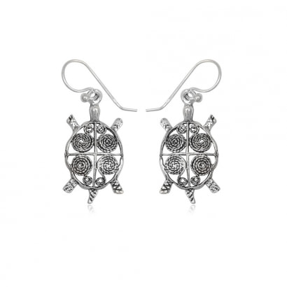 925 Silver Turtle Dangling Earrings
