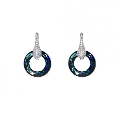 Blue Swarovski Crystal Elements Circle Earrings