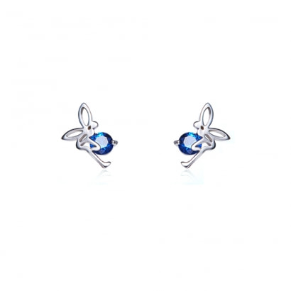 Fee-Ohrringe mit Blauen Kristall Swarovski Elements und 925 silber
