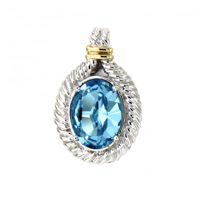 Blue Swarovski Elements Crystal and 925 Silver Pendant