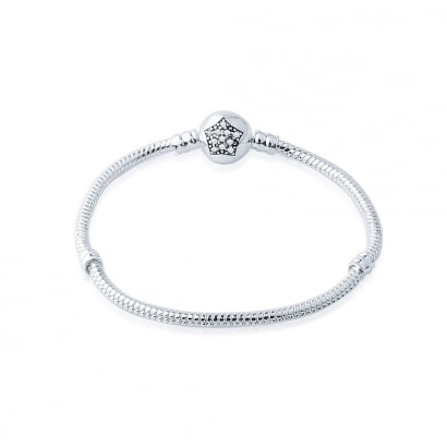 Stainless Steel Star Bracelet for Beads and Charms - 19 cm