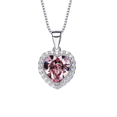  Clear Pink and White Swarovski Crystal Elements Heart Pendant