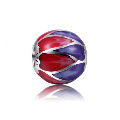 925 Silver Purple and Red enamel Charms bead