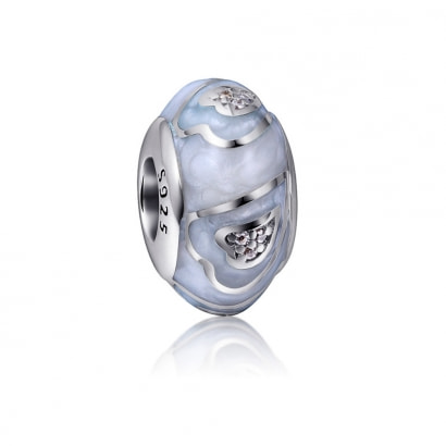 925 Silver and Silver enamel Charms bead