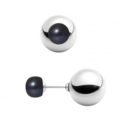 Black Freshwater Pearl Earrings and 925 Silver