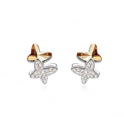 Yellow Swarovski Element Crystal Butterfly Earrings