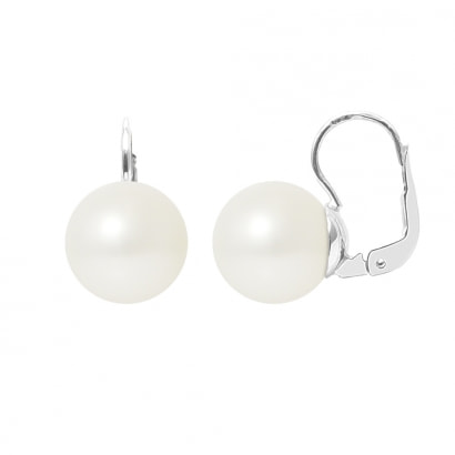 White Freshwater Pearl Earrings and White gold 750/1000