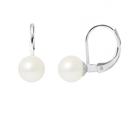 Boucles d'Oreilles Perles de Culture Blanche et or Blanc 375/1000