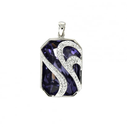 925 Silver and Purple Swarovski Elements Crystal Pendant