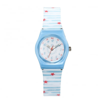 Uhr Mädchen LuluCastagnette Secret Garden Blaues Kunststoffarmband mit weißen Punkten