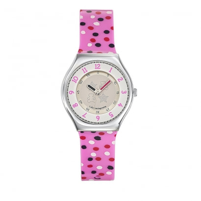Uhr Mädchen LuluCastagnette MiniStar Rosa Kunststoffarmband mit Punkten