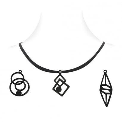 Set von 3 Silikon Halsketten Schwarze Tattoo-Effekt