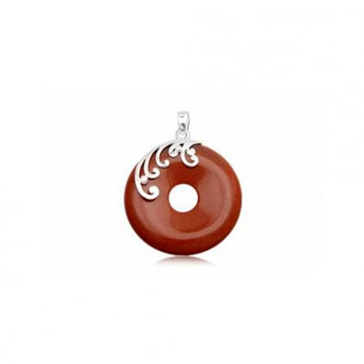 Round Pendant in Brown Sandstone and 925 Silver