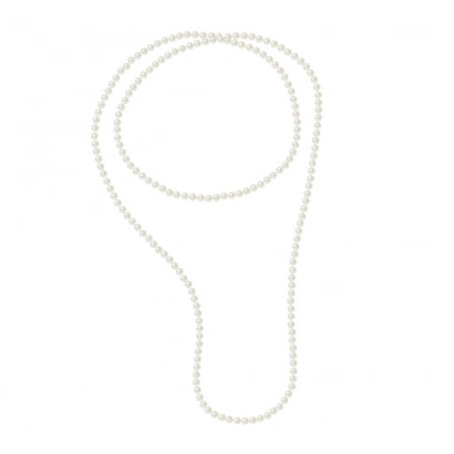 Sautoir-Perlenkette 120 cm lang mit weißen Zuchtperlen