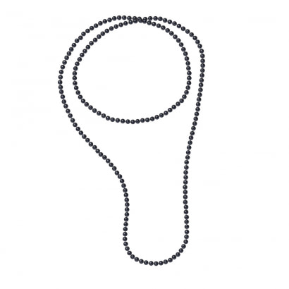 Collier Sautoir Perles de culture Noires 120 cm