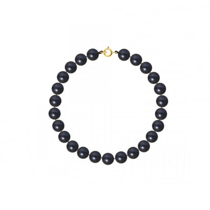 Bracelet Perles de culture Noires et Fermoir Or jaune 750/1000