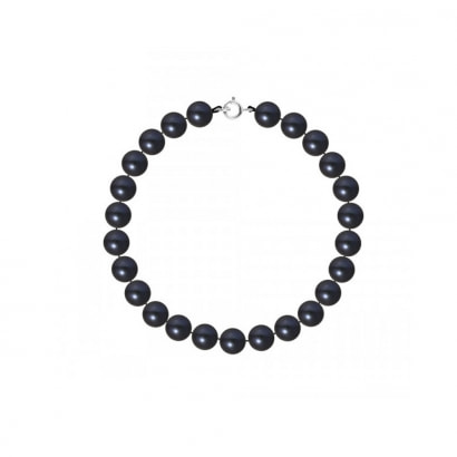 Bracelet Perles de culture Noires et Fermoir Or Blanc 750/1000