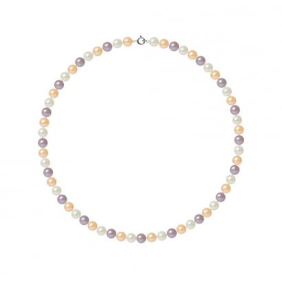 Collier Perles de culture Multicolores et Fermoir Or Blanc 750/1000