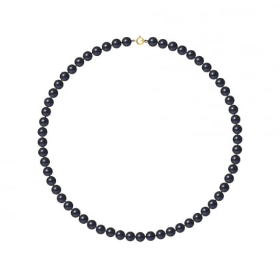 Collier Perles de culture Noires et Fermoir Or jaune 750/1000