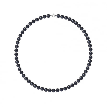 Collier Perles de culture Noires et Fermoir Or Blanc 750/1000