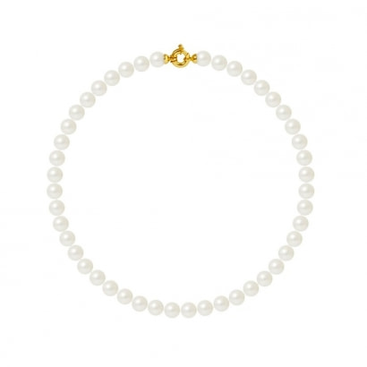 Collier Perles de culture Blanches 10 mm et Fermoir Or jaune 750/1000