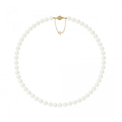7.5 bis 8 mm Perlen Halskette mit Weissen Zuchtperlen und 750/1000 Gelbgold-Verschluss