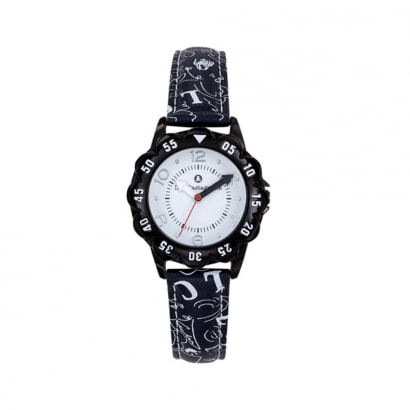 Watch Girl LuluCastagnette and Black and White Leather Bracelet MN